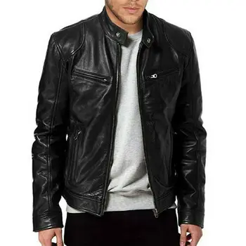 

Goocheer New Fashion Mens Autumn Coat PU Leather Jacket Street Style Cool Motorcycle Jacket Plus Size