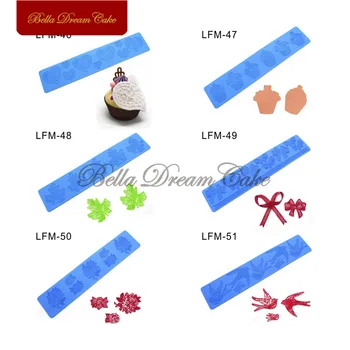 

Maple Leaf/Cupcake/Heart/Knot/Flower/Bird Silicone Lace Mat Sugracraft Cake Border Mold Wedding Lace Pad Cake Decorating Tools
