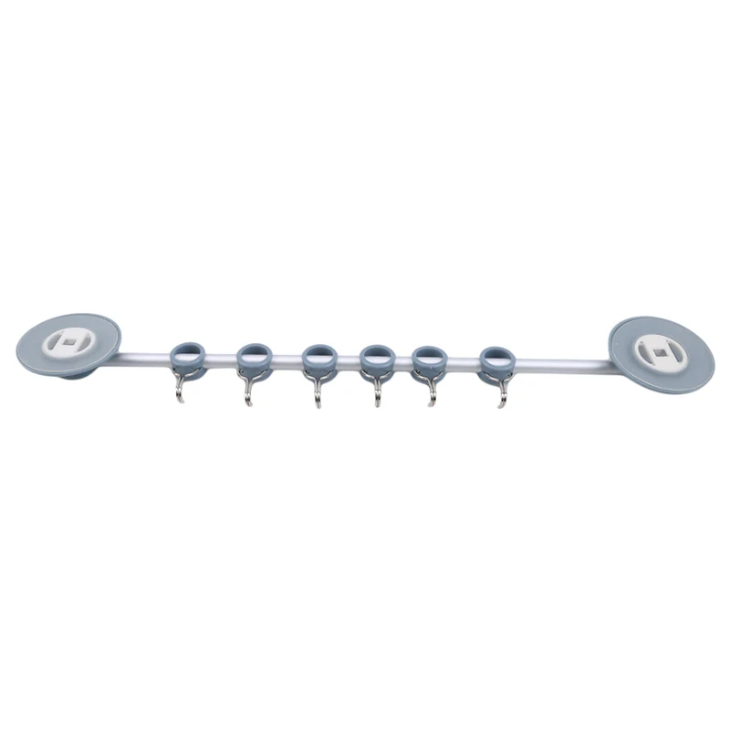 Creative Plastic Decorative Hook Multi-Function Home Kitchen Bathroom 6-Sliding Nail-Free Wall-Mounted Space Aluminum Rod Hook