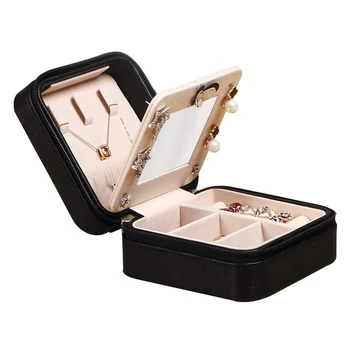 

IALJ Top Jewelry Bag Organizer Case for Earrings Rings Necklace Bracelet Watch Storage,Faux Leather Portable Small Jewelry Case