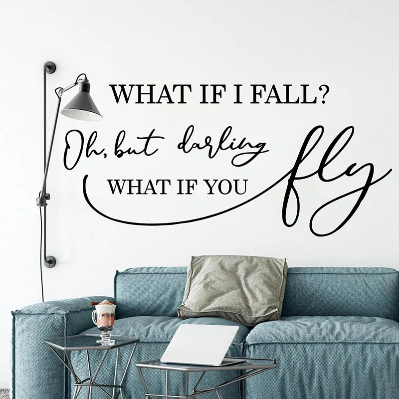 What If I Fall But What If You Fly Wall Sticker Nursery Kids Room Motivational Inspiral Quote Wall Decal Bedroom Vinyl Decor (2)