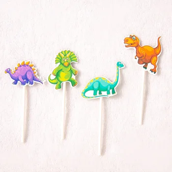 

Happy Birthday Dinosaur Theme Paperboard Cupcake Toppers With Sticks Baby Shower Event Party Decorations Cake Toppers 8pcs/lot