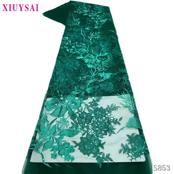 

2020 Latest Pink African Lace Fabric Embroidered Nigerian Sequins Lace High Quality French Tulle Lace Fabric For Wedding S853