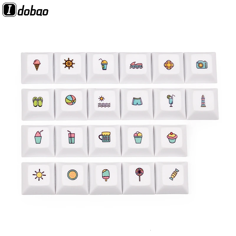 

IDOBAO 22 Key Grey White 1u Dsa Keycaps Dye Sub PBT Personality Art Pattern Electronics For Mechanical 60% Keyboard Setup Gamer