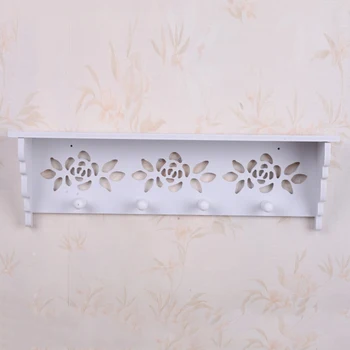 

Flat Wood Plastic Storage Rack Wall Mounted Shelf Creative Hanger Home Room Hollow Wall Holder Decoration