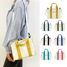 

Casual Canvas Mini Tote Bag Ivory Colorful Handle Luxury Designer Brand Fashion Handbag Shoulder Bag with Strap Ladies Bag Trend