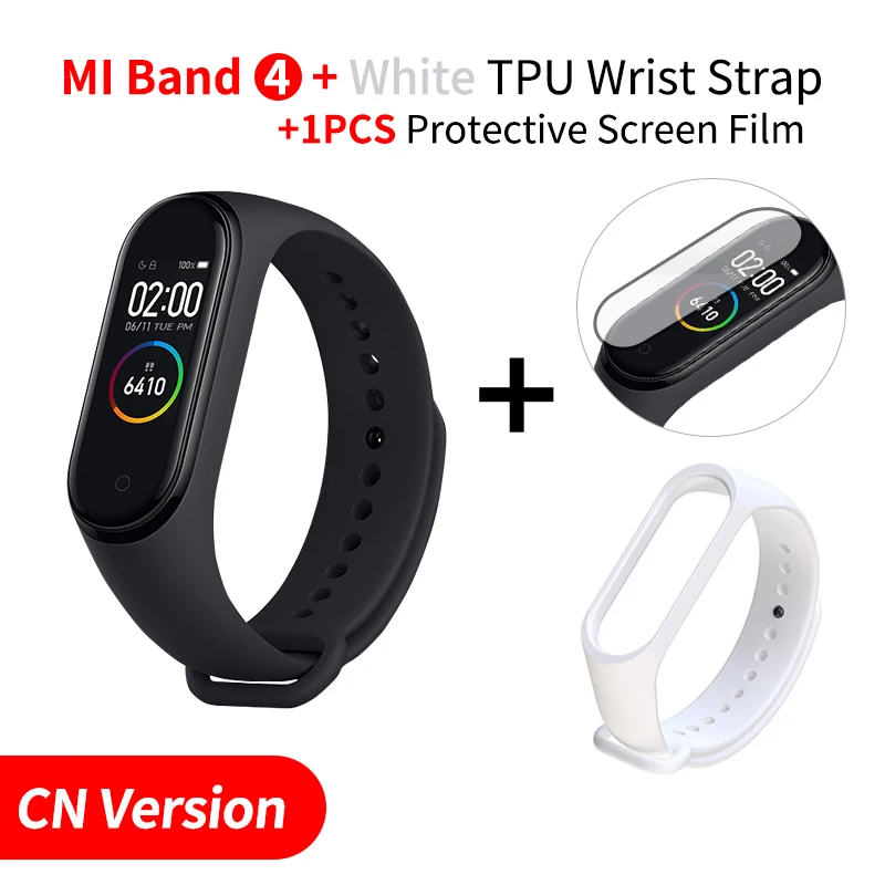 Xiaomi mi Band 4 Smart mi band 3 Цвета экран Браслет фитнес-трекер для измерения сердечного ритма Bluetooth 5,0 водонепроницаемый банда4 - Цвет: Add White Strap