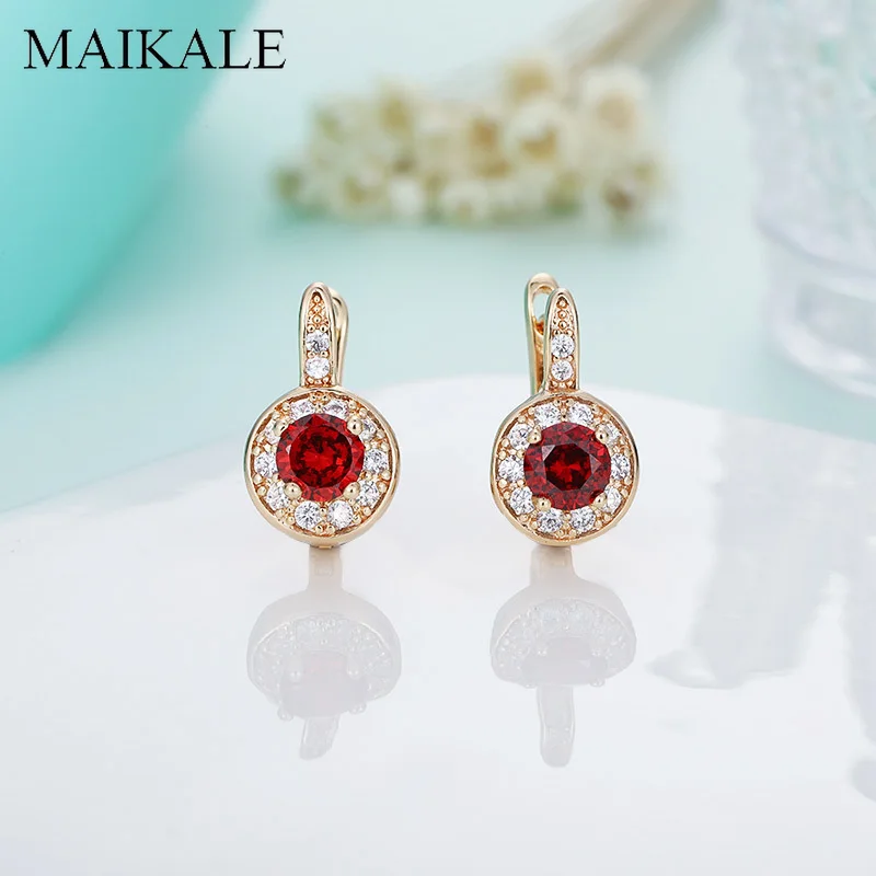 Женские серьги-гвоздики с фианитом MAIKALE популярные компактные медные серьги