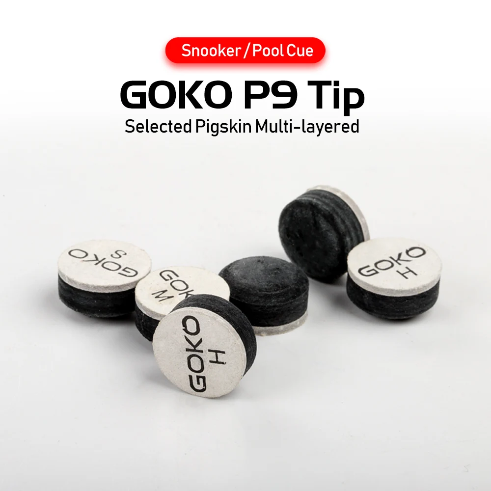 

GOKO P9 Cue Tips S/M/H Billiards Tips 10/11/11.5/13mm Tips Snooker Pool Cue Selected Imported Pig Skin Multi-layered Accessories