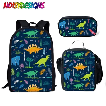 

NOISYDESIGNS Children Cartoon Dinosaur Printing School Bags for Kids Large Shoulder Book Bag Girls Boys 3pcs/set Cool School Bag