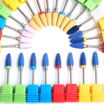 

1PC Color Ceramic Nail Drill Bit Cuticle Remover Diamond Milling Cutter For Manicure Machine Access Gel polishing Tool LACS3-21