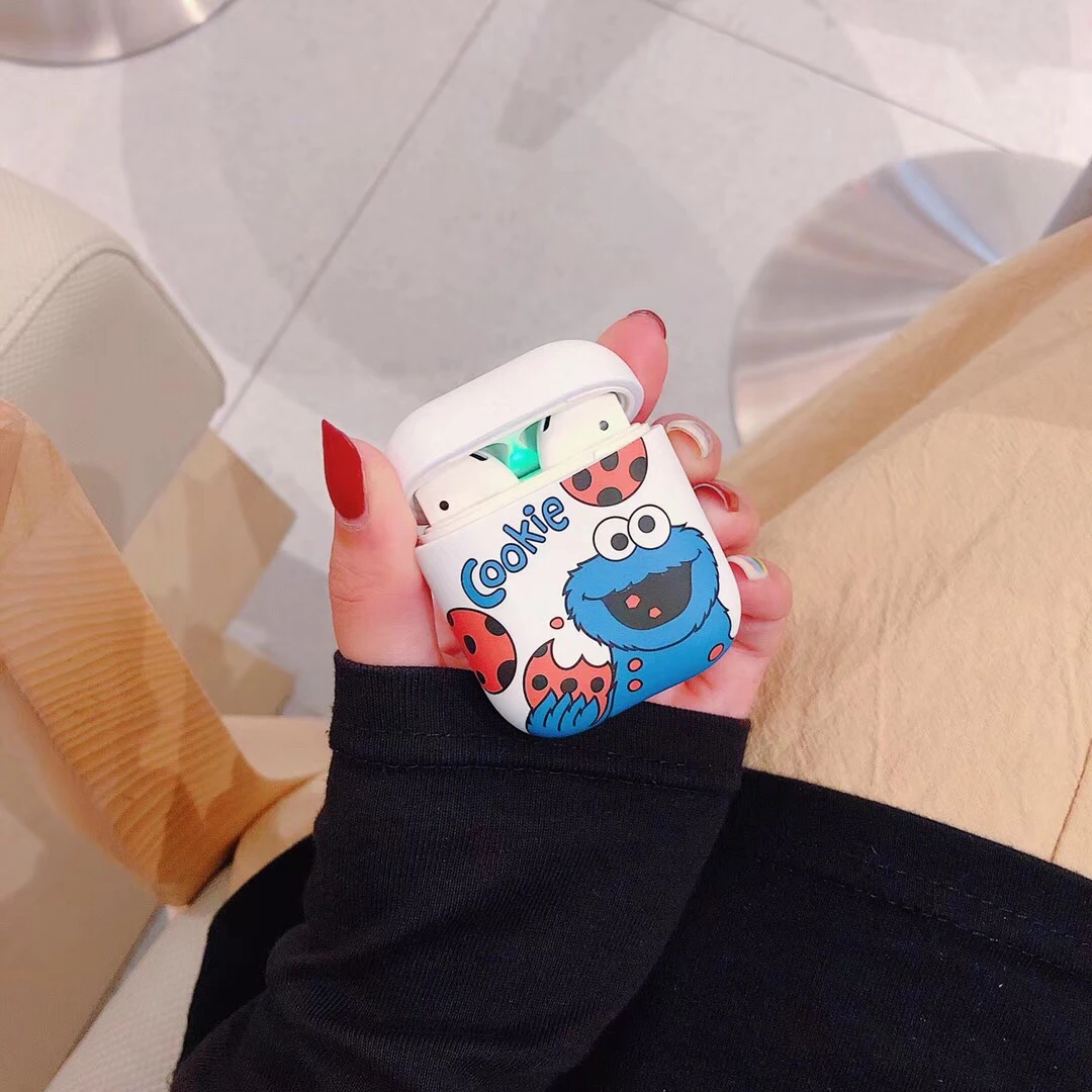 Симпатичные Улица Сезам печенье elmo Жесткий ПК для Apple Airpods 1/2 противоударный чехол для новых AirPods беспроводной Bluetooth наушники чехол