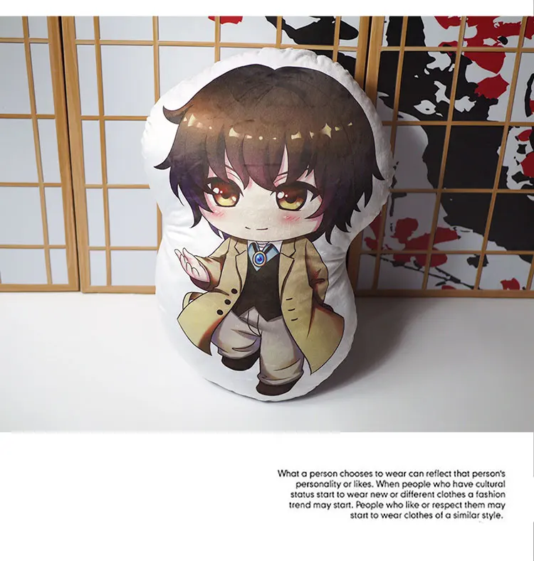 Бродячие собаки 3 фигурки подушка кукла аниме Dazai Chuuya Nakajima Atsushi короткие плюшевые мягкие игрушки Двусторонняя Наволочка 50 см