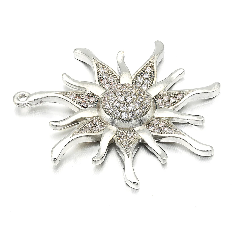CZ crystal gold color Sun flower Charms Pendants For women DIY Jewelry making findings supplies VD286 crystal pendant