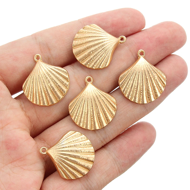 

High Quality 10pcs Dumb Gold /Matt Silver Scallop Shell Charms Pendants For Jewelry Making Findings 23*20mm