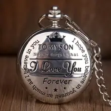 Customized To My Son Quartz Pocket Watch Vintage Roman Numeral fob watches Pendant Clock Birthday Gifts for Boys Dropshipping