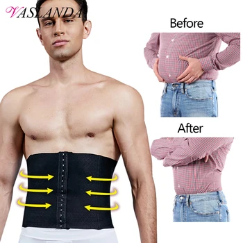 

VASLANDA Men Waist Girdle Corsets Lumbar Trainer Body Shaper Fitness Sauna Sweat Belt Shapewear Fat Burning Slimming Underwear