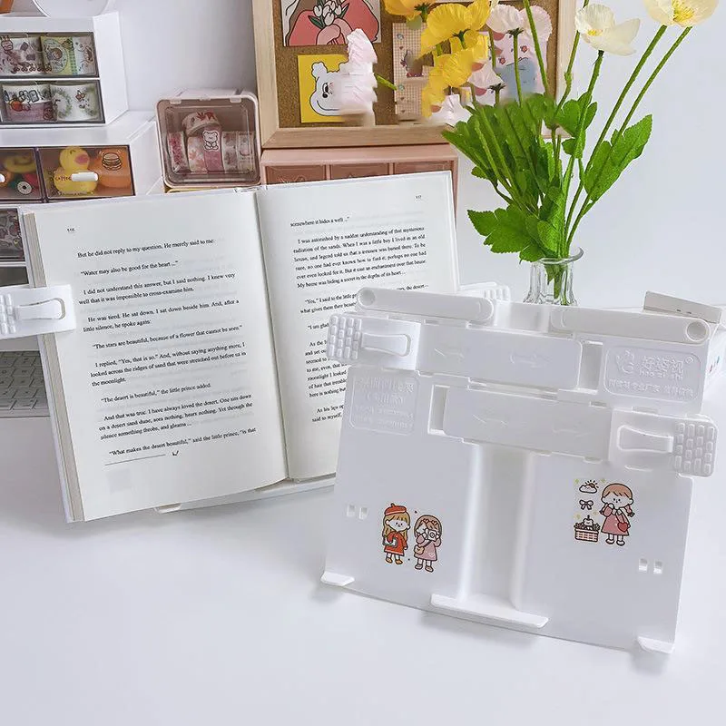

Desktop Reading Rack Foldable White Bookends Book Holder Adjustable Book Support Stand Student Stationery Office Supplies