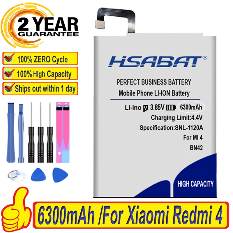 Аккумулятор HSABAT BN42 6300 мА · ч для Xiaomi Redmi 4 2 Гб ОЗУ 16 ПЗУ | Мобильные телефоны и