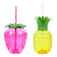 

Spring Strawberry Straw Water Bottle portable Pineapple plastic cup for Spring Wedding Baby Shower Birthday Party Desktop Decor