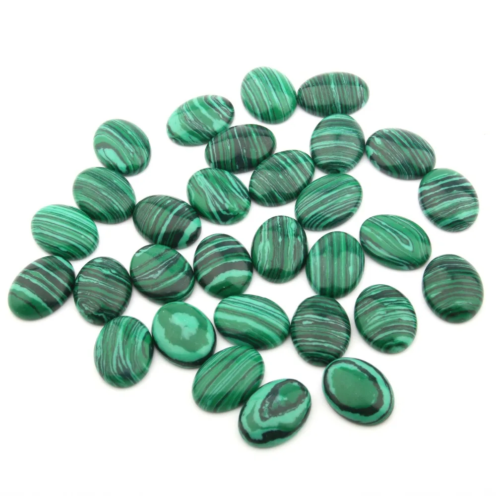 

10pcs Natural Stone Elliptical shape Malachite Cabochon No Hole Beads for Making Jewelry DIY accessories Loose Beads