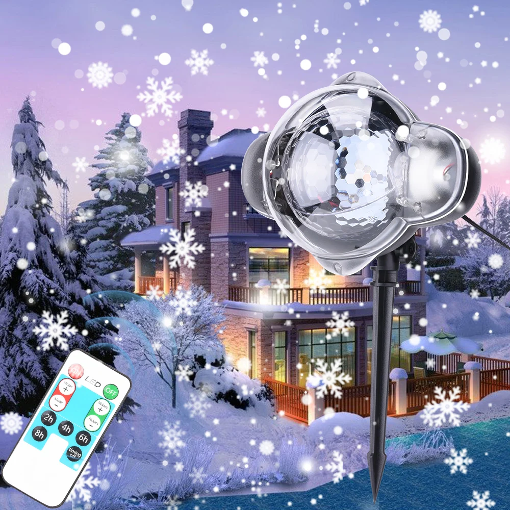 

Snow Projector Light Garden Light Xmas Snowflake LED Projector Lights 180° Free Rotation Angle Adjustmenteasily Decor Night Lamp