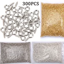 300 pçs pequenos pequenos mini pinos de olho ganchos ilhós parafuso rosqueado ouro fechos ganchos jóias descobertas para fazer diy