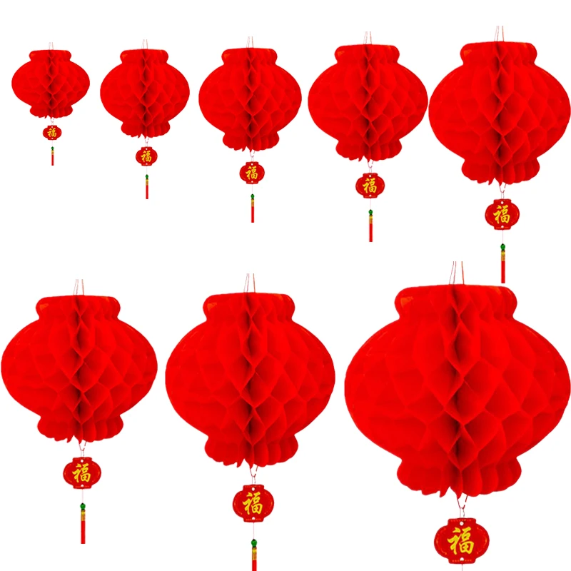1 шт. 12,5 см-55 см Традиционный китайский красный бумажный фонарик для Новогоднее украшение повесить водонепроницаемый фестиваль фонарь s