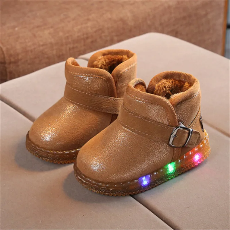 Детские ботинки для девочек; Теплые ботильоны; детская обувь с подсветкой; зимние ботинки для маленьких девочек; обувь со светодиодной подсветкой