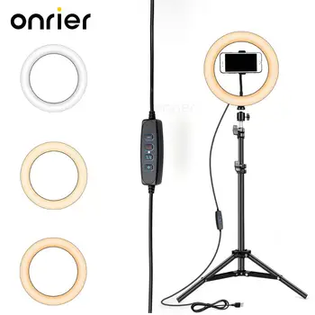 

Onrier LED Ring Light 10-inch Tripod Video Ring Light, Holder Selfie Ring Light, Used for YouTube Video Live OLS11B