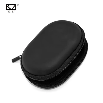 

Kz Oval Logo Storage Bag Headphones Pu Zipper Storage Box Black Portable Hold Storage Box Suitable For Original Earphones As10