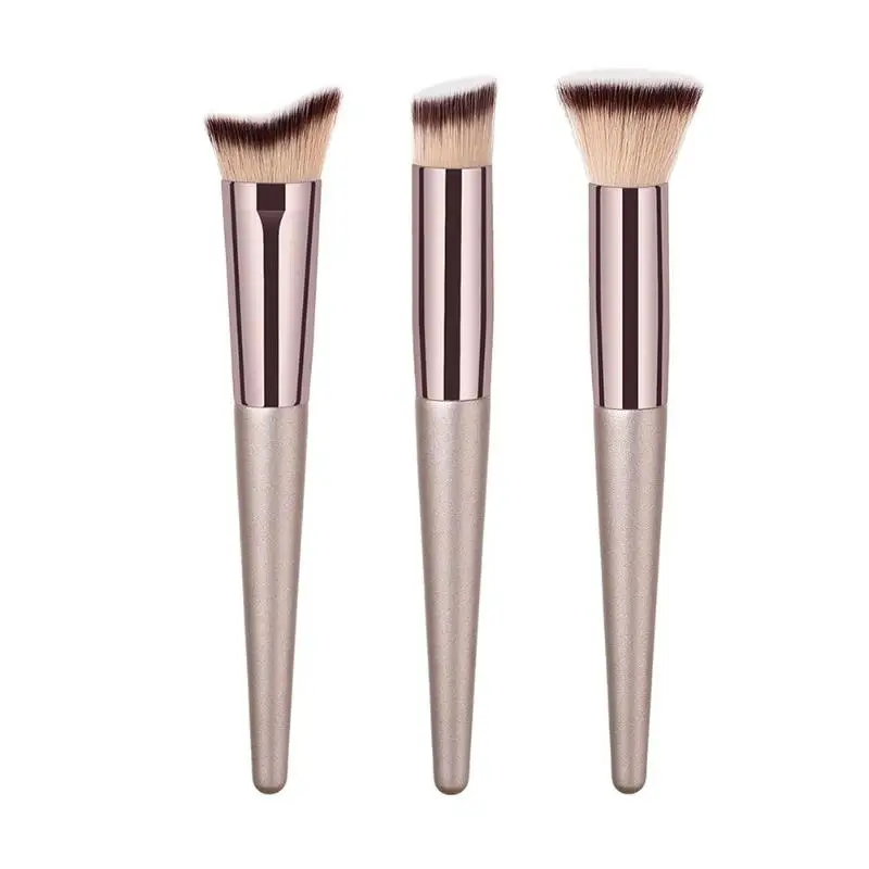 

1pc Pro Makeup Brush Wood Handle Face Foundation Eyebrow Lip Brush Luxury Coffee Gold Make Up Brush Cosmetic Beauty Tool