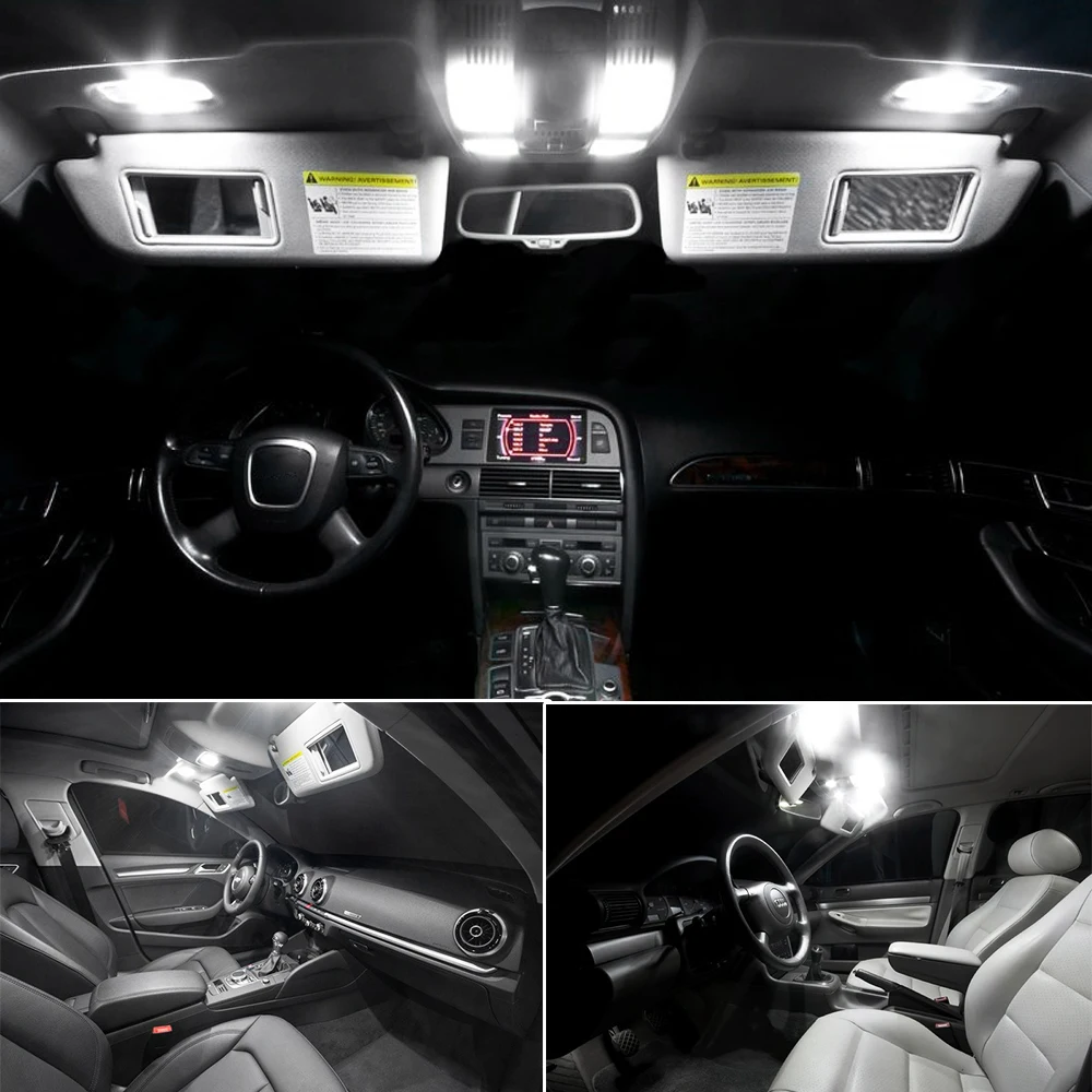 Светодиодные лампы для освещения салона автомобиля Комплект Карта Купол вежливость грузовые дверные лампы пакет туалетное зеркало лампы для Audi A6 C6 C7 2004