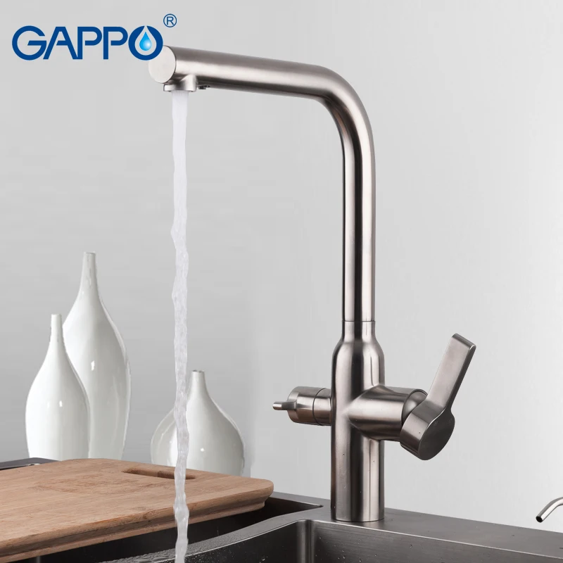  GAPPO silver Kitchen sink Faucet tap Purification Function Cold and Hot Water Mixer Stainless Steel - 32810892578