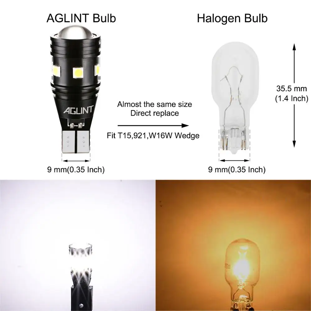 Apoule Led 921 912 W16W T15 Canbus Sans Erreur LED Sans Polarité Pour
