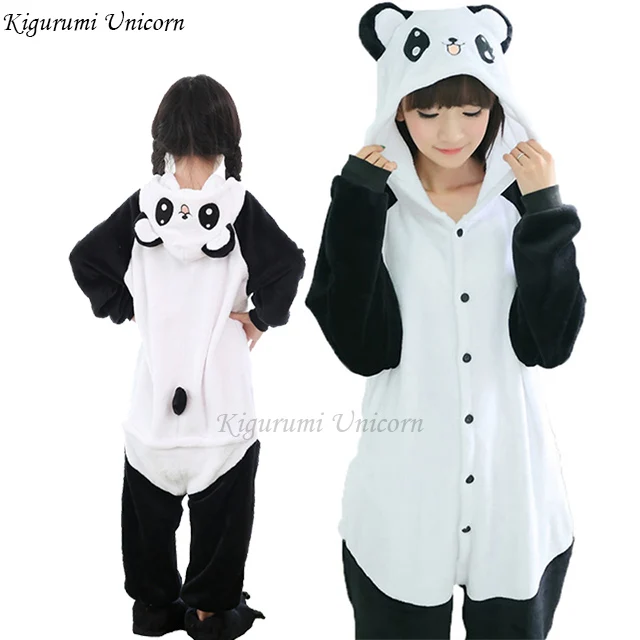 Женские пижамы кигуруми с единорогом для взрослых и детей; зимняя Пижама с животными; комбинезон; женская пижама для косплея; домашняя одежда - Цвет: panda2