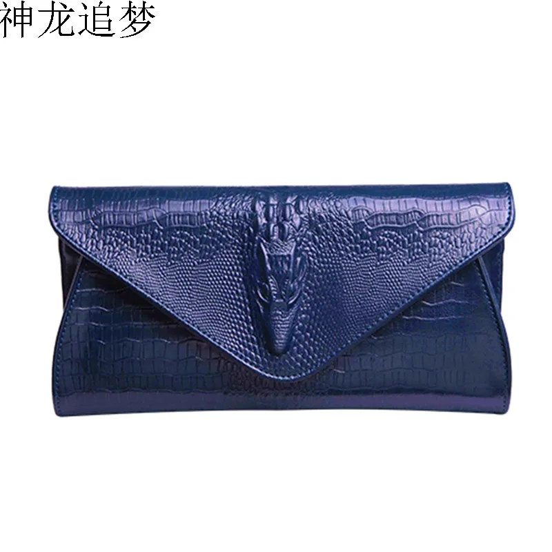 

Crocodile pattern Genuine leather Women Clutch bag female handbag lady envelope bag chain simple Messenger bag female small bag