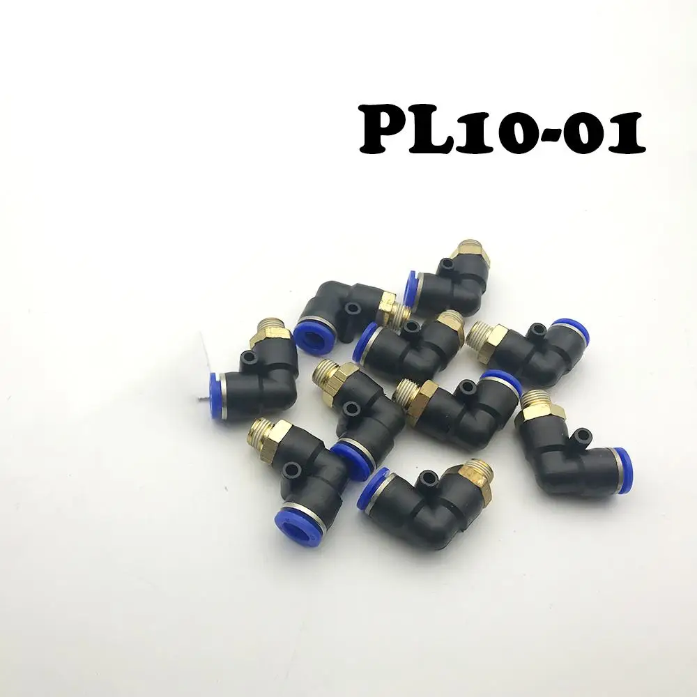 

Free Shipping 20Pcs/lot PL10-01 10mm to 1/8\" Pneumatic Connectors Elbow Fitting BSPT New Connectors fittings Quick push