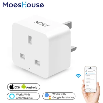 

UK WiFi Smart Socket Power Plug Outlet Mobile APP Remote Control Works with Alexa Google Home No Hub Required