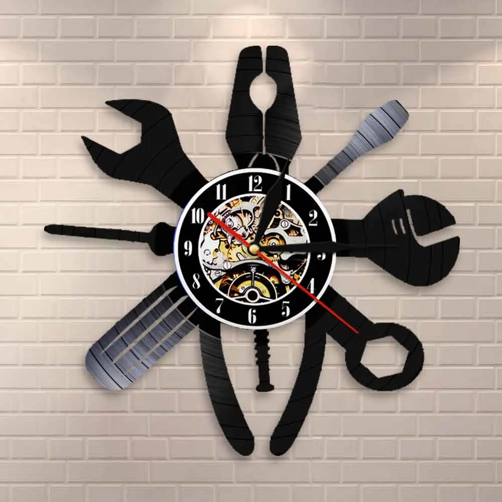 Auto Repair Wall Art Car Service Mechanic Garage Salon Wall Clock Car