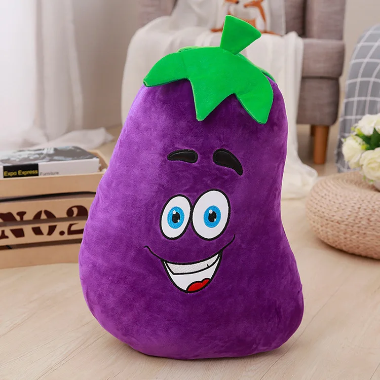 Милые Мультяшные смайлики баклажаны креативные подушки для растений плюшевые