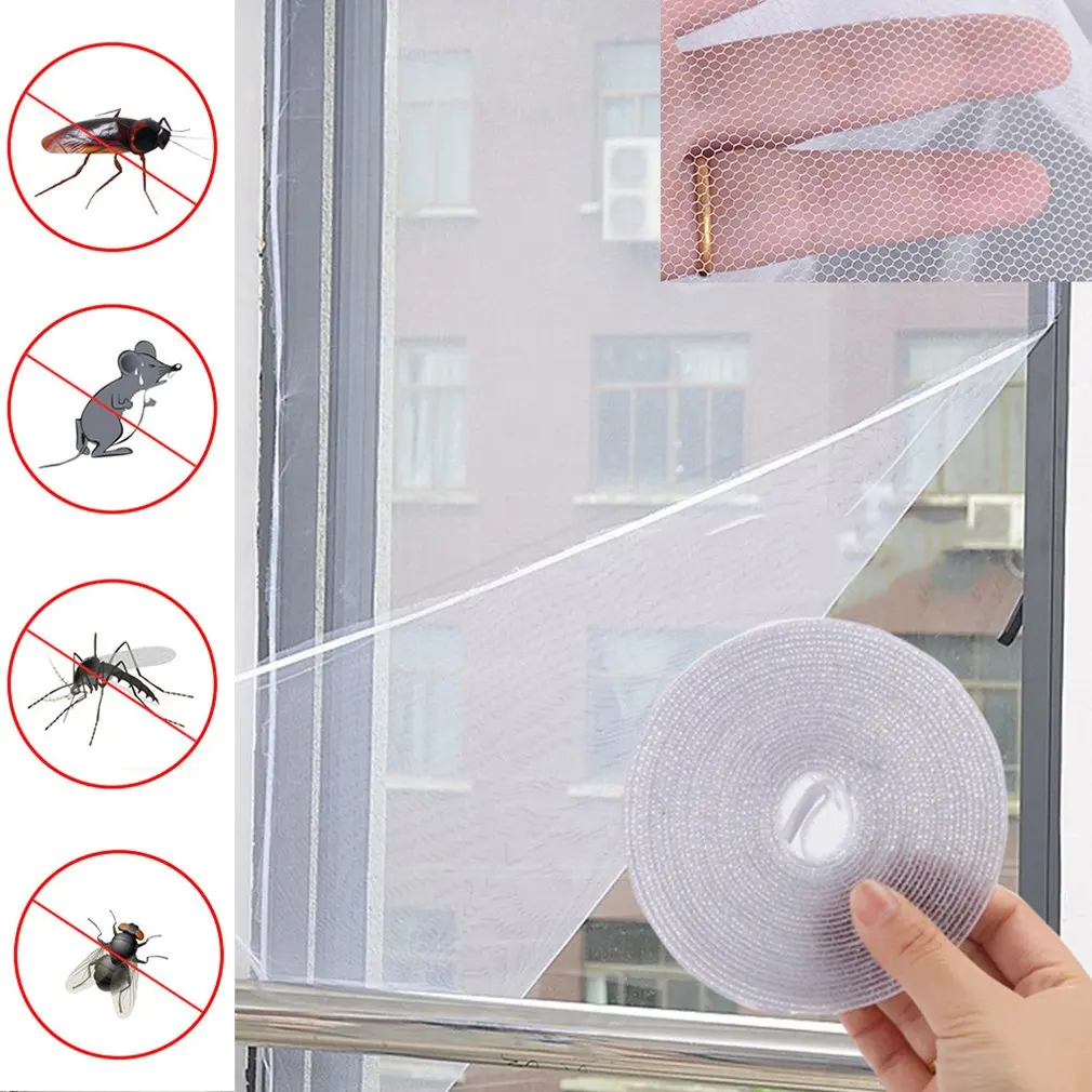 1.5*1.3 M Window Door Screen DIY Flyscreen Curtain Insect Screen Fly Mosquito Bug Window Door Mesh Screens Home Kitchen Use