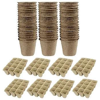 

Seedling Pots,Biodegradable Pots,30PCS 8X8cm Round Peat Pots + 10PCS 12-Slot Biodegradable Seed Starter Pots