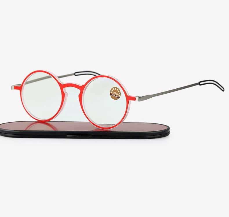 EVUNHUO Манхеттен очки для чтения+ Милан из анодированного алюминия, Магнитный чехол | круглые черные оправы карман пресбиопии читатель очки при дальнозоркости диоптрий