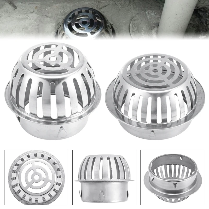 1Pcs 100mm/150mm Leaf Grille Gutter Strainer Stainless Steel Downpipe
