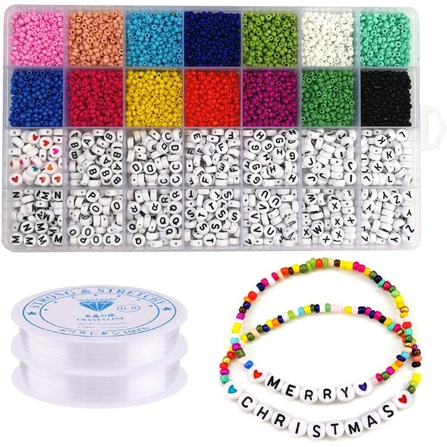 5000 Pcs Clay Beads for Jewelry Making,24 Color 3MM Glass Seed Beads,Letter  Beads for Bracelets Making Kit Included 18 Colors 6mm Flat Round Spacer Clay  Beads Hearts Beads Necklace Making Kit price