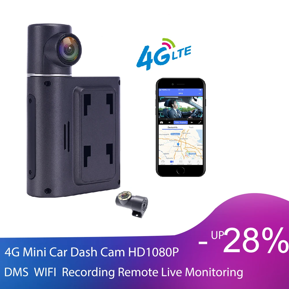 Hidv 4G Mini Car Dash Cam HD1080P GPS DMS WIFI Dual Channel Recording Remote Live Monitoring | Автомобили и мотоциклы