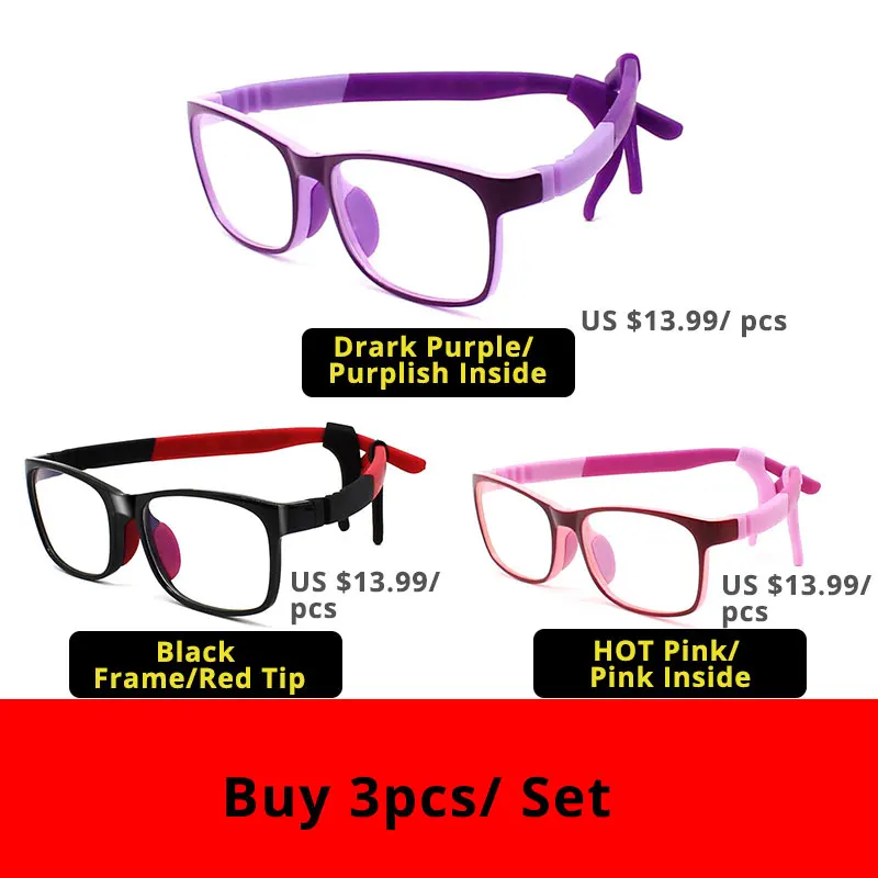 VANLOOK, прозрачные детские компьютерные очки для детей, анти-голубые очки, оправа для очков, Oculos De Grau, модные силиконовые очки - Цвет оправы: 3PurplePinkBlack