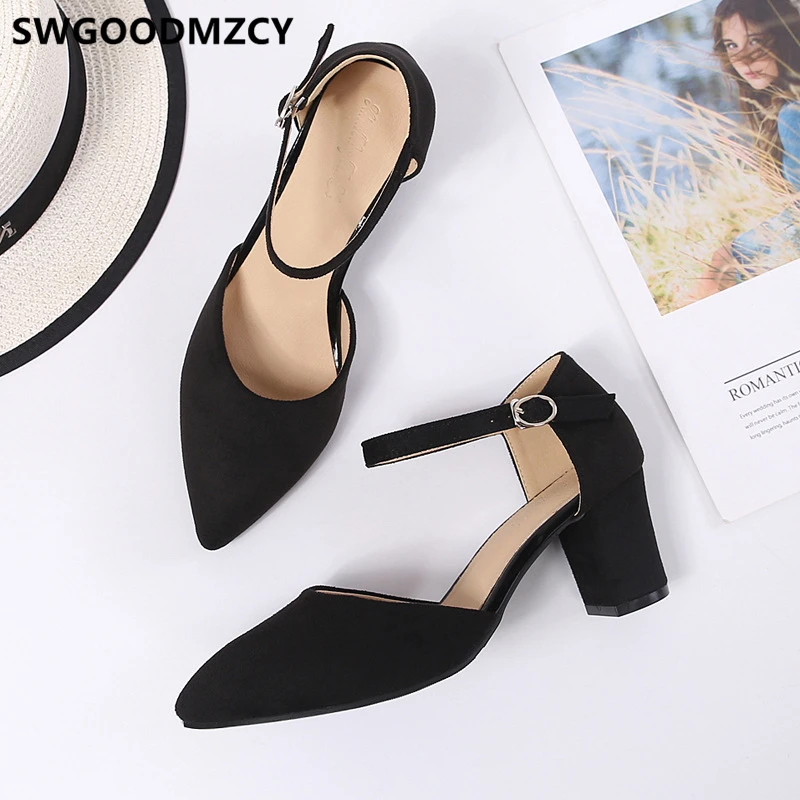 pointy shoes with block heel