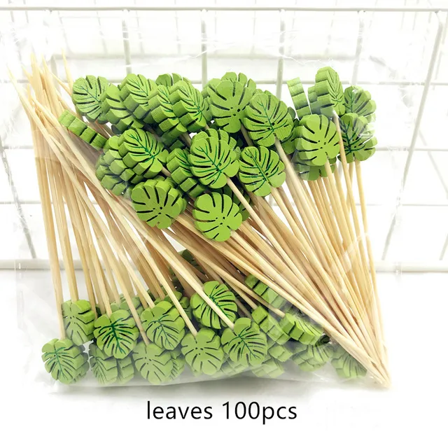100Db 12 Cm -Es Ananászflamingo Gyümölcsvilla Botok Svédasztalos Cupcake Toppers Torta Koktél Villák Esküvői Fesztivál Party Dekorációk - Image 3